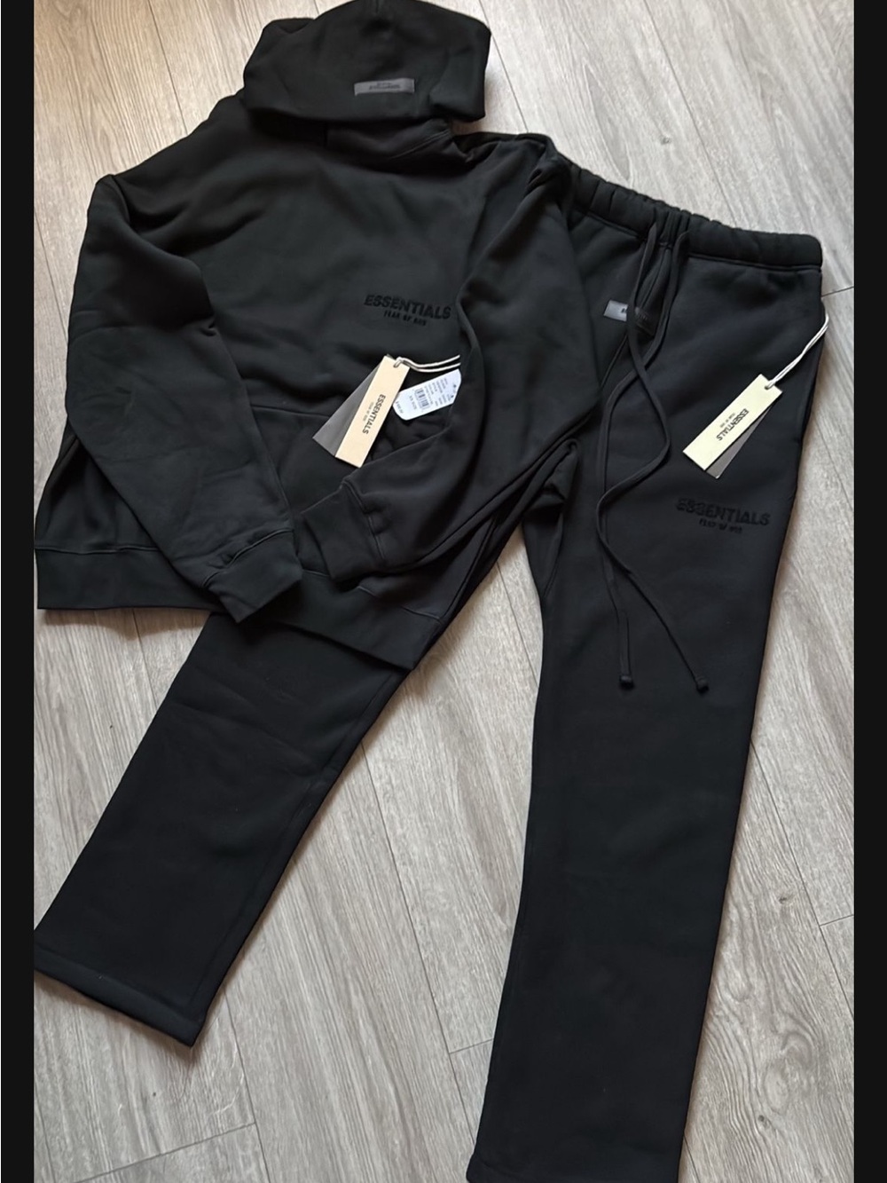 Essentials Black Hoodie & Joggers Set - Minimal Logo